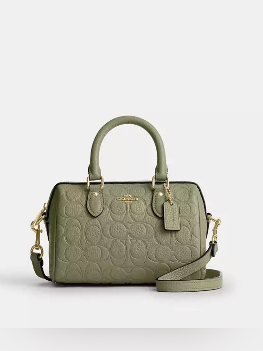 Coach Mini Rowan Crossbody Bag In Signature Leather - Pistachio